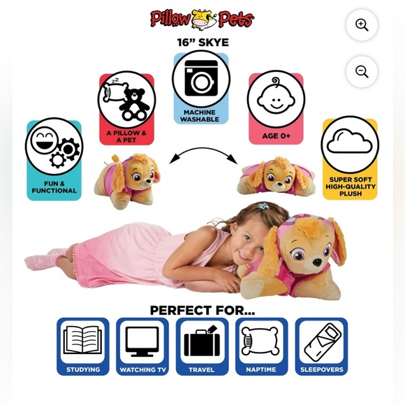 Skye Paw Patrol Pillow Pet NEW WITH TAGS , VERY SOFT AND HOOD SIZE - Picture 4 of 4